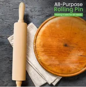 Classic Rolling Pin 16.5 Inches | Dough Roller for Baking Pizza, Pies, Pastry and Cookies, Ergonomic Handles, Kitchen Essential - Image 4